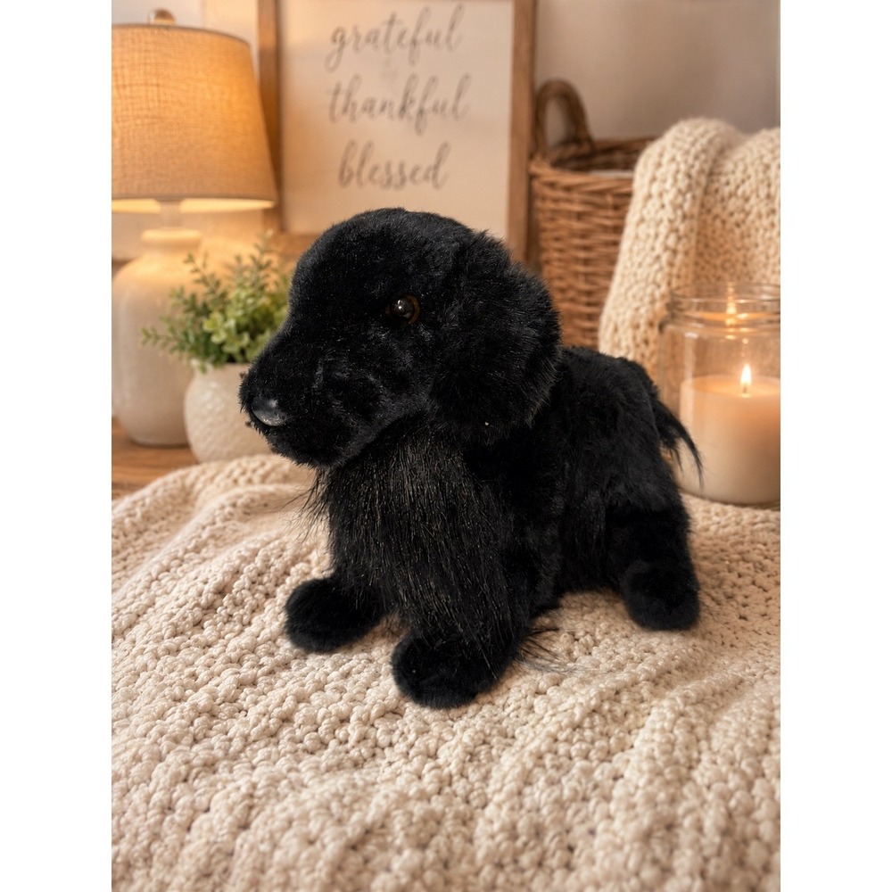 Douglas Jett Flat Coated Retriever Plush Stuffed Animal Black Dog realistic 17"